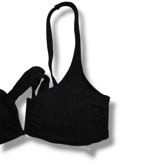 United Colors of Benetton Women’s Black V-Front Tie Back Bikini Top B Cup - Picture 2 of 11